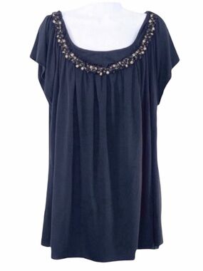 BORDEAUX beaded trim short sleeve blouse NEW